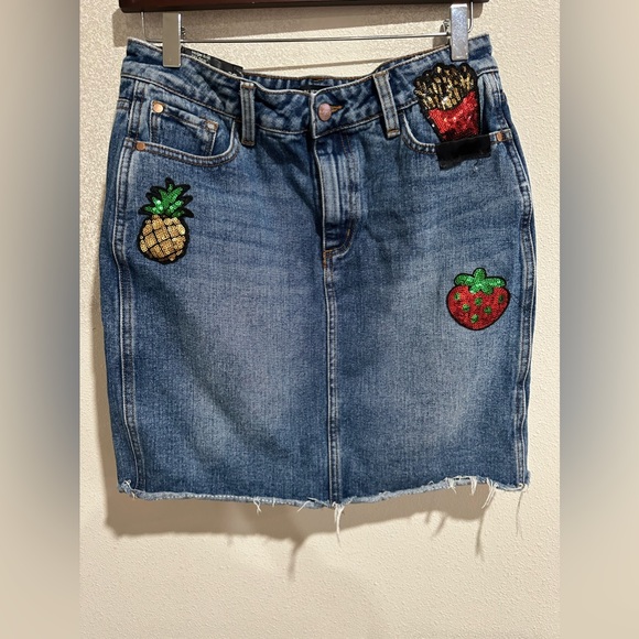 Buffalo David Bitton Women's Denim Sequined skirt - Picture 2 of 9